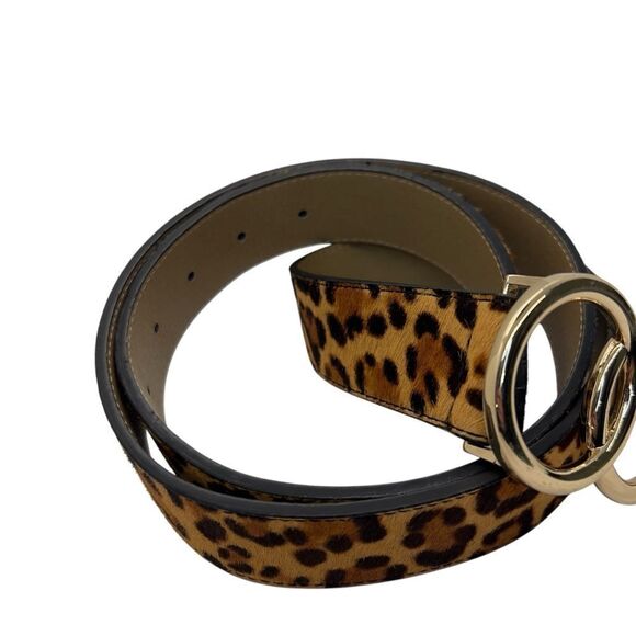 NWT Express Express Leopard Animal Print Hair Gold Double Ring Belt L - Picture 3 of 8